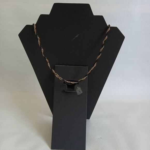 Black and Gold Tone Unisex Single Strand Twisted Metal Singapore Chain Necklace - Picture 2 of 9
